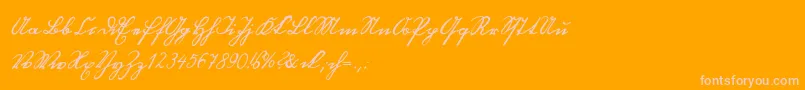 Blackletterhand-Schriftart – Rosa Schriften auf orangefarbenem Hintergrund