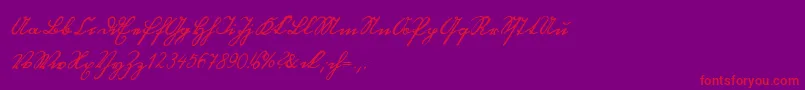 Czcionka Blackletterhand – czerwone czcionki na fioletowym tle