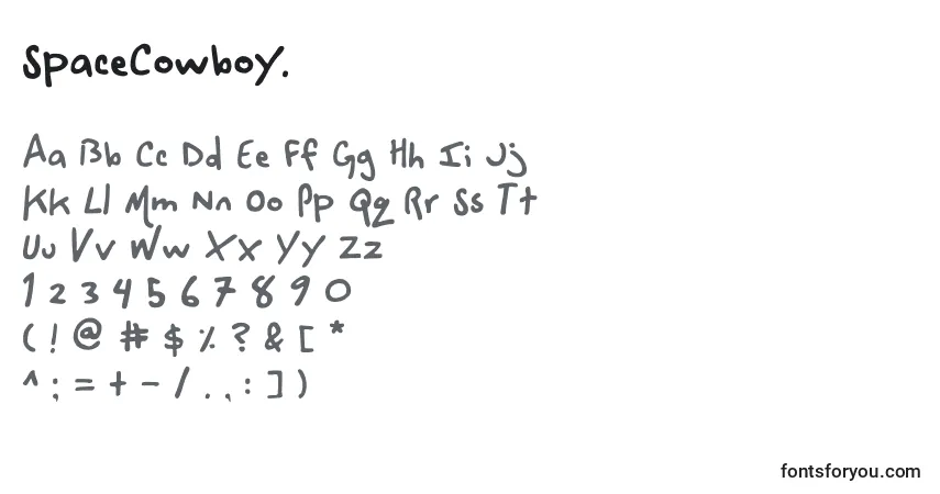 Schriftart SpaceCowboy. – Alphabet, Zahlen, spezielle Symbole