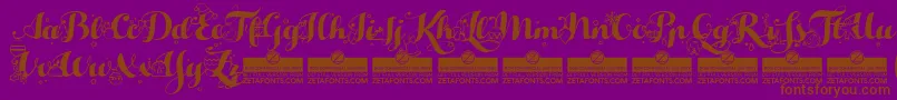 Fonte HelloChristmasTrial – fontes marrons em um fundo roxo