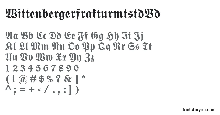 Шрифт WittenbergerfrakturmtstdBd – алфавит, цифры, специальные символы