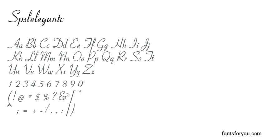 A fonte Spslelegantc – alfabeto, números, caracteres especiais