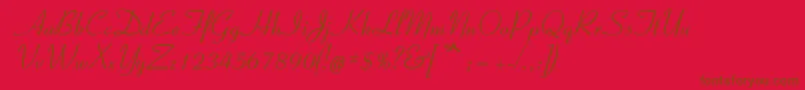 Czcionka Spslelegantc – brązowe czcionki na czerwonym tle