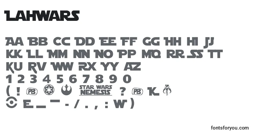 LahWars Font – alphabet, numbers, special characters