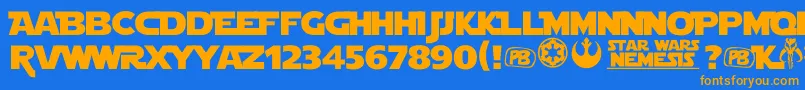 LahWars Font – Orange Fonts on Blue Background