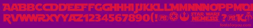 Fonte LahWars – fontes vermelhas em um fundo violeta