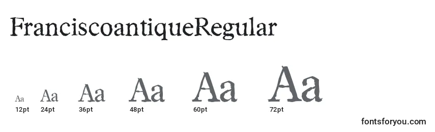Размеры шрифта FranciscoantiqueRegular