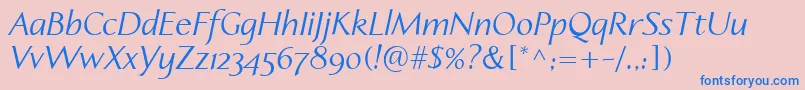 LinotypeapertoItalic Font – Blue Fonts on Pink Background