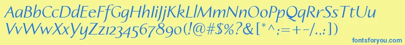 LinotypeapertoItalic Font – Blue Fonts on Yellow Background