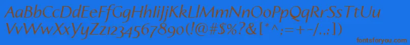 LinotypeapertoItalic Font – Brown Fonts on Blue Background