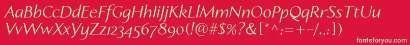 LinotypeapertoItalic Font – Green Fonts on Red Background