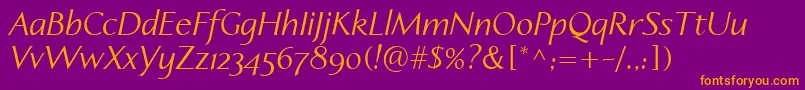 Police LinotypeapertoItalic – polices orange sur fond violet