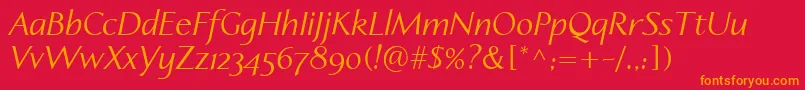 LinotypeapertoItalic Font – Orange Fonts on Red Background