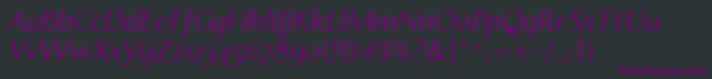 LinotypeapertoItalic Font – Purple Fonts on Black Background