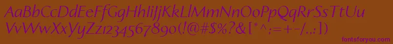 LinotypeapertoItalic Font – Purple Fonts on Brown Background