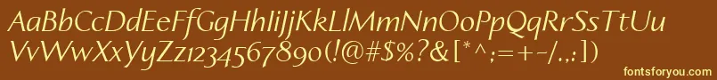 LinotypeapertoItalic Font – Yellow Fonts on Brown Background
