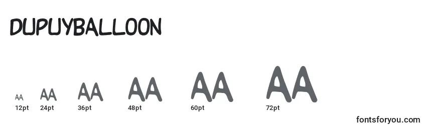 Размеры шрифта Dupuyballoon