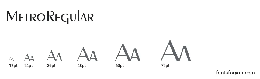 Размеры шрифта MetroRegular