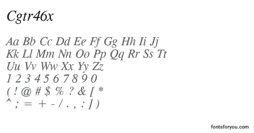 Czcionka Cgtr46x – alfabet, cyfry, specjalne znaki