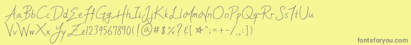 YleeMortalHeartImmortalMemoryV.1.11Ttf Font – Gray Fonts on Yellow Background