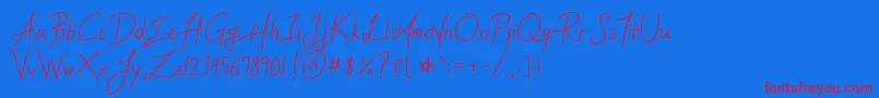 YleeMortalHeartImmortalMemoryV.1.11Ttf Font – Red Fonts on Blue Background