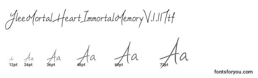 Размеры шрифта YleeMortalHeartImmortalMemoryV.1.11Ttf