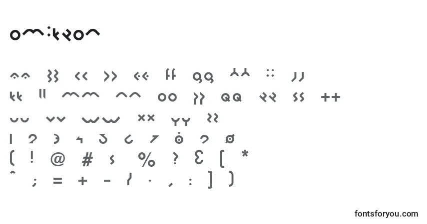 Шрифт Omikron – алфавит, цифры, специальные символы