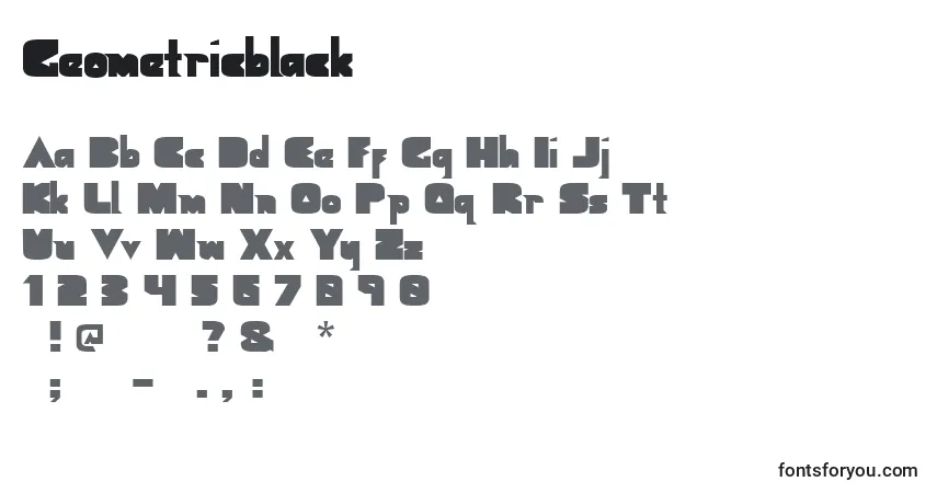 A fonte Geometricblack – alfabeto, números, caracteres especiais
