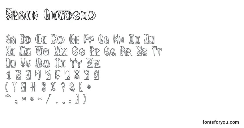 Schriftart Space Gimboid – Alphabet, Zahlen, spezielle Symbole