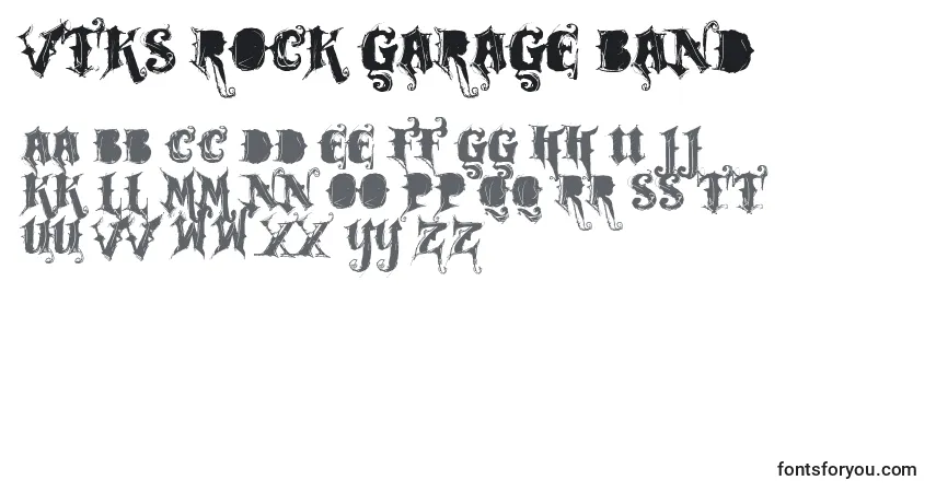 A fonte Vtks Rock Garage Band – alfabeto, números, caracteres especiais
