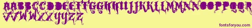 Vtks Rock Garage Band Font – Purple Fonts on Yellow Background