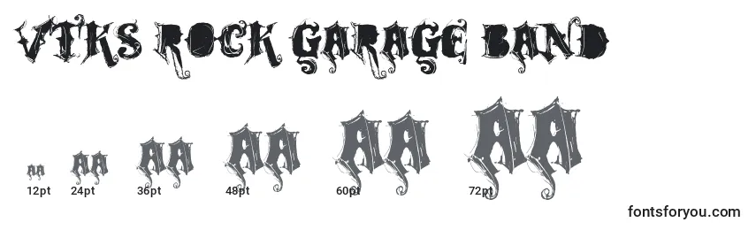 Größen der Schriftart Vtks Rock Garage Band