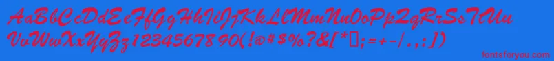 BombatdbNormal-Schriftart – Rote Schriften auf blauem Hintergrund