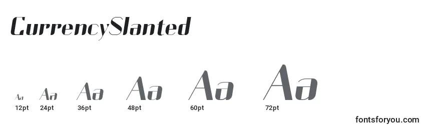 CurrencySlanted Font Sizes