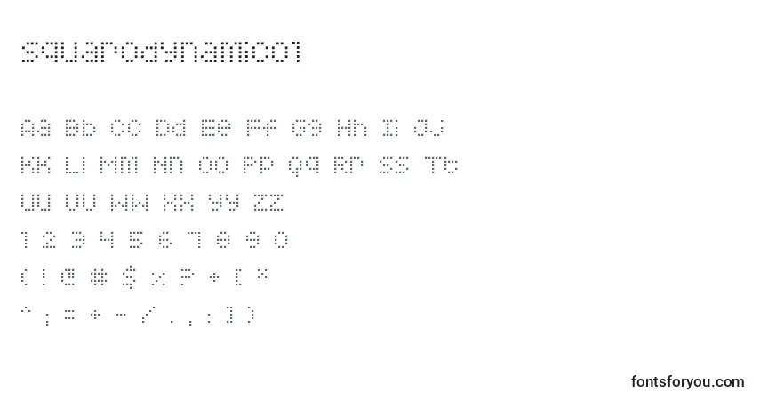 Шрифт Squarodynamic01 – алфавит, цифры, специальные символы