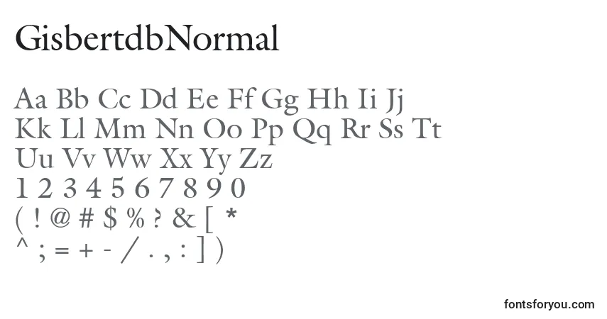 A fonte GisbertdbNormal – alfabeto, números, caracteres especiais