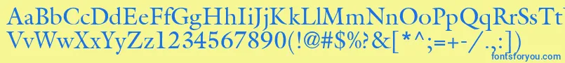 Czcionka GisbertdbNormal – niebieskie czcionki na żółtym tle