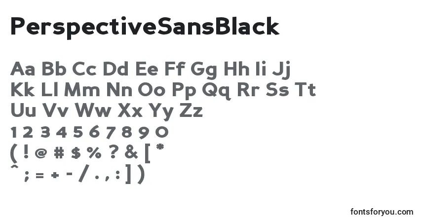 A fonte PerspectiveSansBlack – alfabeto, números, caracteres especiais