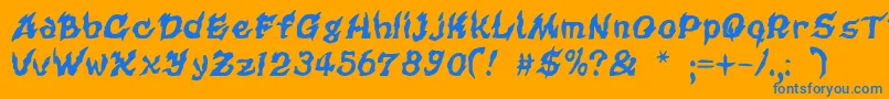 フォントCursedkuerbis – オレンジの背景に青い文字