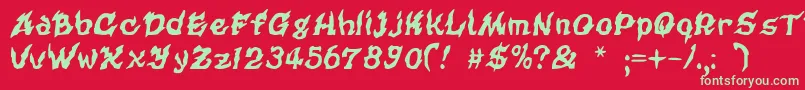 フォントCursedkuerbis – 赤い背景に緑の文字