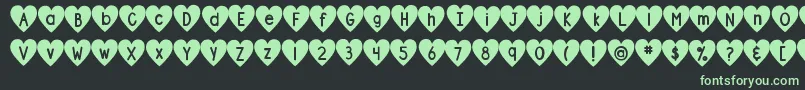 DjbShapeUpHearts Font – Green Fonts on Black Background