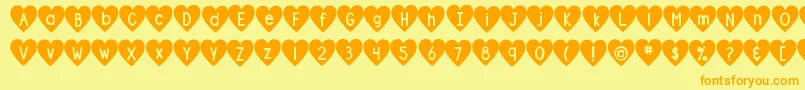 Więcej informacji o czcionce DjbShapeUpHearts Czcionka DjbShapeUpHearts – pomarańczowe czcionki na żółtym tle