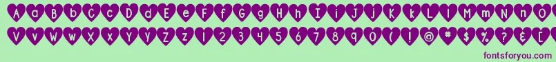 DjbShapeUpHearts Font – Purple Fonts on Green Background