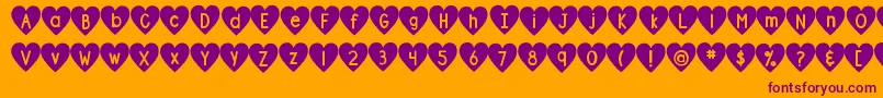 DjbShapeUpHearts Font – Purple Fonts on Orange Background