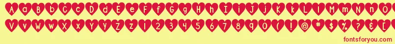 DjbShapeUpHearts Font – Red Fonts on Yellow Background