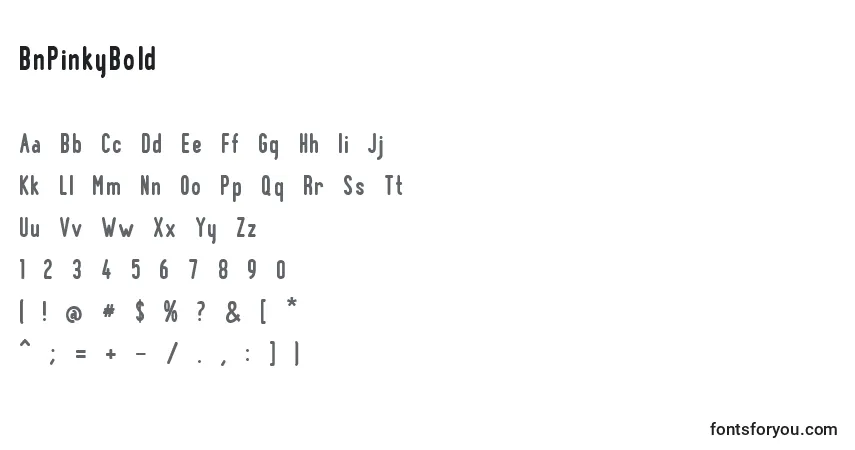 A fonte BnPinkyBold – alfabeto, números, caracteres especiais