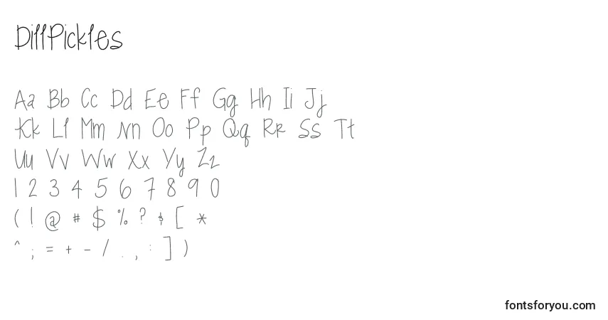 Schriftart DillPickles – Alphabet, Zahlen, spezielle Symbole