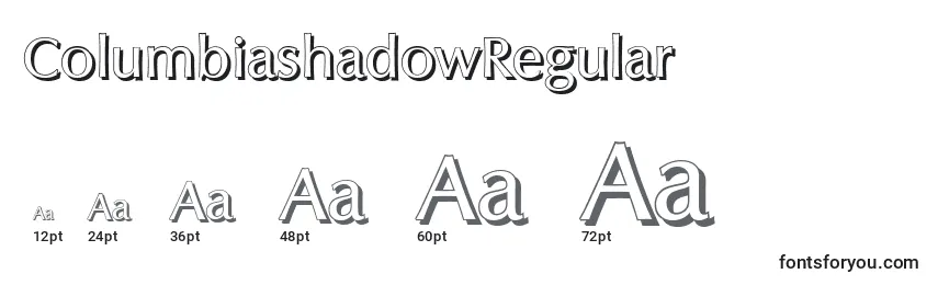 ColumbiashadowRegular Font Sizes