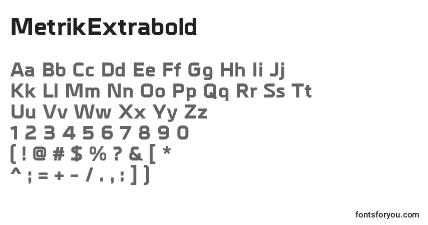 Шрифт MetrikExtrabold – алфавит, цифры, специальные символы