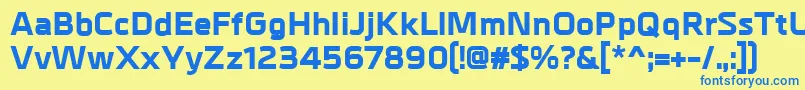 フォントMetrikExtrabold – 青い文字が黄色の背景にあります。